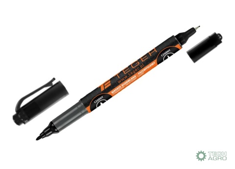 Marker budowlano - przemysłowy - czarny/ dwustronny (końcówka 0.5/1.0 mm tusz czarny permanentny wodoodporny ) / TEGER (sprzedaw