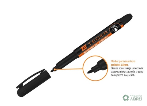 Marker budowlano - przemysłowy - czarny(końcówka okrągła 1.5 mm tusz czarny permanentny wodoodporny ) / TEGER (sprzedawane po 12