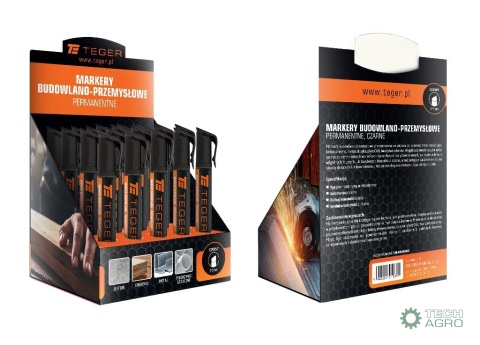 Marker budowlano - przemysłowy - czarny(końcówka ścięta 2-5 mm. tusz czarny permanentny wodoodporny ) / TEGER (sprzedawane po 20