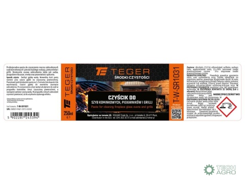 Czyścik do szyb kominkowych, piekarników i grili, 250 ml., Teger