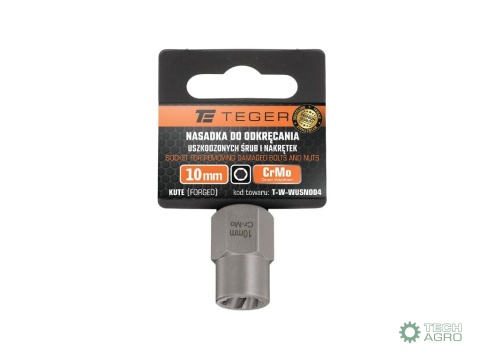 Nasadka do odkręcania uszkodzonych śrubi nakrętek, (10mm) - kute/ stal Cr-Mo, Teger