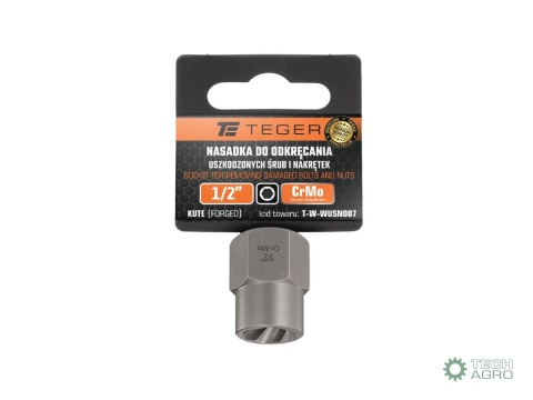 Nasadka do odkręcania uszkodzonych śrubi nakrętek, 1/2" - kute/ stal Cr-Mo, Teger