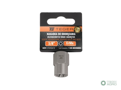 Nasadka do odkręcania uszkodzonych śrubi nakrętek, 3/8" - kute/ stal Cr-Mo, Teger