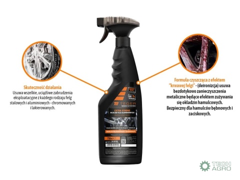 Płyn do mycia felg aluminiowych EXTRA STRONG (krwawa felga), 750ml - atomizer, Teger