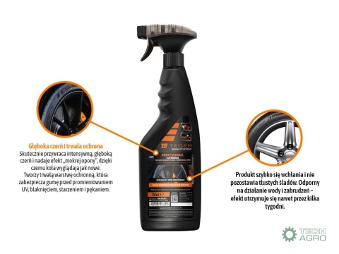 Preparat do nabłyszczania i konserwacjiopon - Czernidło PROFESSIONAL, 750ml - atomizer, Teger