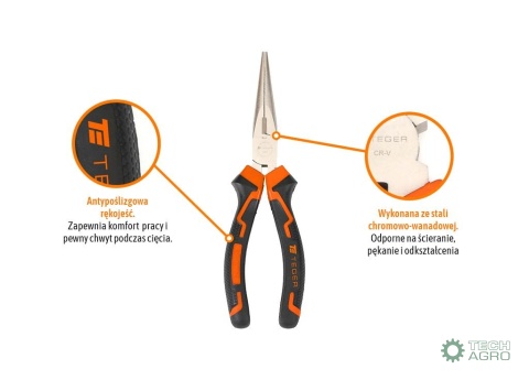 Szczypce wydłużone - proste 160 mm / TEGER
