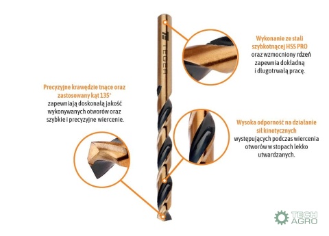 Wiertło do metalu HSS PRO (DIN 338) 3.8mm / TEGER (sprzedawane po 10)