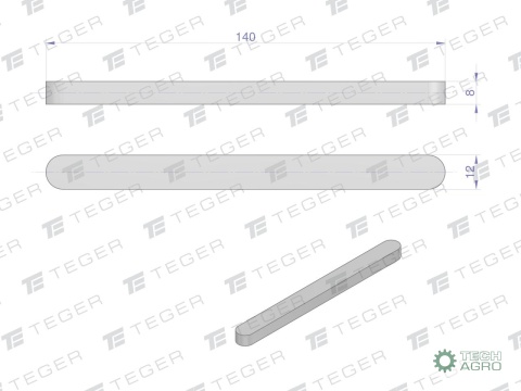 Wpust pryzmatyczny 12x8x140 TEGER, (sprzedawane po 10)