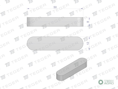 Wpust pryzmatyczny 12x8x50 TEGER, (sprzedawane po 10)