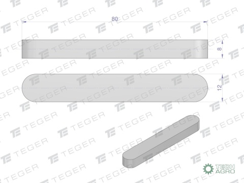 Wpust pryzmatyczny 12x8x80 TEGER, (sprzedawane po 10)