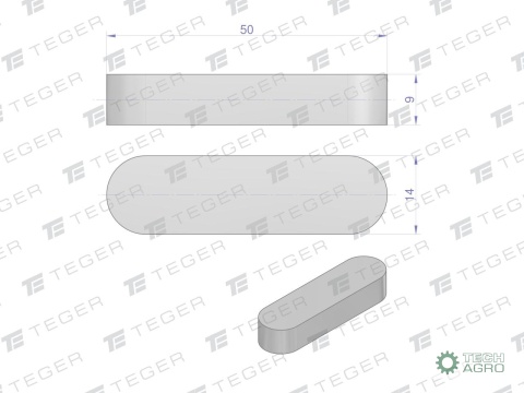 Wpust pryzmatyczny 14x9x50 TEGER, (sprzedawane po 10)