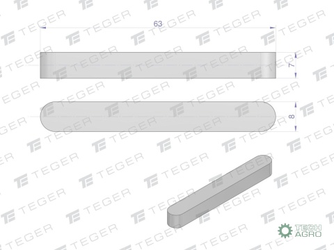 Wpust pryzmatyczny 8x7x63 TEGER, (sprzedawane po 10)