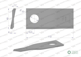Nóż, nożyk kosiarka 112X48X4X22 prawy zastosowanie 434970 Pottinger WARYŃSKI ( sprzedawane po 25 )