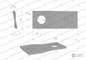 Nóż. nożyk kosiarka lewy 100X40X3mm otwór 19 zastosowanie RS 100/3 Sipma WARYŃSKI ( sprzedawane po 25 )