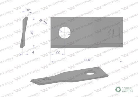 Nóż. nożyk kosiarka prawy 114x48x4mm otwór 19 zastosowanie 13800015 JF-Stoll WARYŃSKI ( sprzedawane po 25 ) Nóż. nożyk kosiarka prawy 114x48x4mm otwór 19 zastosowanie 13800015 JF-Stoll WARYŃSKI ( sprzedawane po 25 )