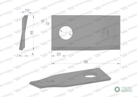Nóż. nożyk kosiarka prawy 96x48x4mm otwór 19 zastosowanie 16503464 Deutz-Fahr WARYŃSKI ( sprzedawane po 25 ) Nóż. nożyk kosiarka prawy 96x48x4mm otwór 19 zastosowanie 16503464 Deutz-Fahr WARYŃSKI ( sprzedawane po 25 )
