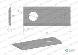 Nóż, nożyk kosiarka rotacyjna (polska) 5036010450 96X40X4X19 prosty WARYŃSKI ( sprzedawane po 25 )