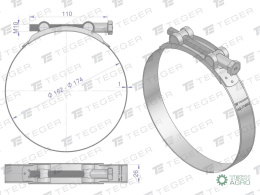 Opaska zaciskowa GBS 162-174 (obejma W2 - stal nierdzewna) szerkość 26mm TEGER ( sprzedawane po 5 )