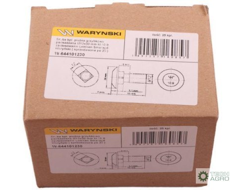 Śruba kpl. płużna grzybkowa podsadzana M12x30 mm kl.10.9 zastosowanie Lemken Smaragd Waryński Śruba kpl. płużna grzybkowa podsadzana M12x30 mm kl.10.9 zastosowanie Lemken Smaragd Waryński