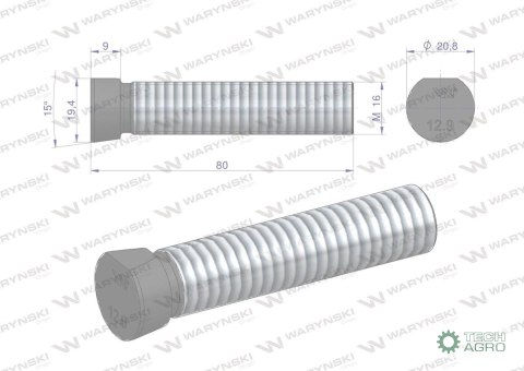 Śruba kpl. płużna oval z jednej strony ścięta M16x80 mm kl.12.9 zastosowanie Kverneland Waryński M16X80OV1 ( sprzedawane po 10 Śruba kpl. płużna oval z jednej strony ścięta M16x80 mm kl.12.9 zastosowanie Kverneland Waryński M16X80OV1 ( sprzedawane po 10