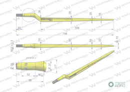 Ząb ładowacza uniwersalny Z L- 800 mm Tur WARYŃSKI