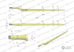 Ząb ładowacza uniwersalny Z L- 880 mm zastosowanie 5193-FT88N Tur WARYŃSKI