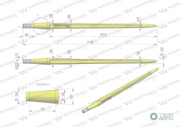 Ząb ładowacza uniwersalny prosty L- 710 mm Tur WARYŃSKI