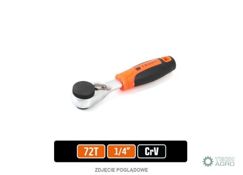 Grzechotka 1/4" 72T z uchwytem na bity / TEGER Grzechotka 1/4" 72T z uchwytem na bity / TEGER