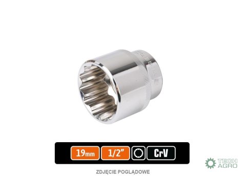 Klucz nasadowy 1/2" dwunastokątny 19 mm / TEGER Klucz nasadowy 1/2" dwunastokątny 19 mm / TEGER