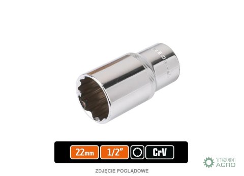 Klucz nasadowy 1/2" dwunastokątny długi 22 mm / TEGER Klucz nasadowy 1/2" dwunastokątny długi 22 mm / TEGER
