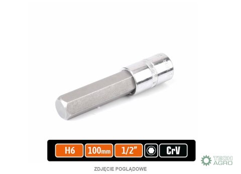 Klucz nasadowy 1/2" z bitem HEX 100 mm/H6 / TEGER Klucz nasadowy 1/2" z bitem HEX 100 mm/H6 / TEGER