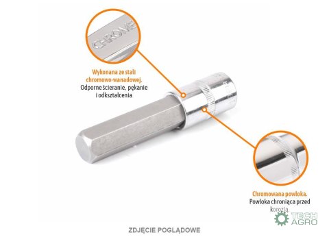 Klucz nasadowy 1/2" z bitem HEX 100 mm/H6 / TEGER Klucz nasadowy 1/2" z bitem HEX 100 mm/H6 / TEGER