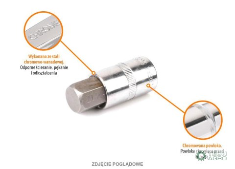 Klucz nasadowy 1/2" z bitem HEX 55 mm/H8 / TEGER Klucz nasadowy 1/2" z bitem HEX 55 mm/H8 / TEGER