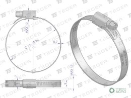 Opaska zaciskowa 12-20 ślimakowa (obejma W2 - stal nierdzewna) szerkość 9mm (blister) TEGER ( sprzedawane po 15 )