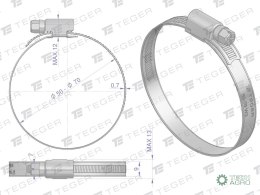 Opaska zaciskowa 50-70 ślimakowa (obejma W2 - stal nierdzewna) szerkość 9mm TEGER ( sprzedawane po 25 )