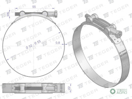 Opaska zaciskowa GBS 52-55 (obejma W2 - stal nierdzewna) szerkość 22mm TEGER ( sprzedawane po 10 )