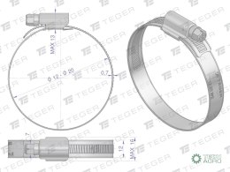 Opaska zaciskowa wzmocniona 12-20 ślimakowa (obejma W2 - stal nierdzewna) szerkość 12mm TEGER ( sprzedawane po 50 )