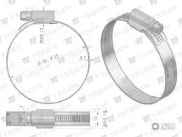 Opaska zaciskowa wzmocniona 16-25 ślimakowa (obejma W2 - stal nierdzewna) szerkość 12mm TEGER ( sprzedawane po 50 )