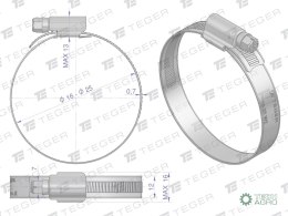 Opaska zaciskowa wzmocniona 16-25 ślimakowa (obejma W2 - stal nierdzewna) szerkość 12mm (blister) TEGER ( sprzedawane po