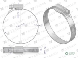 Opaska zaciskowa wzmocniona 25-40 ślimakowa (obejma W2 - stal nierdzewna) szerkość 12mm (blister) TEGER ( sprzedawane po