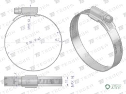 Opaska zaciskowa wzmocniona 30-45 ślimakowa (obejma W2 - stal nierdzewna) szerkość 12mm TEGER ( sprzedawane po 50 )