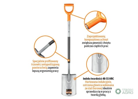 Szpadel prosty na metalowym trzonku Extreme / TEGER