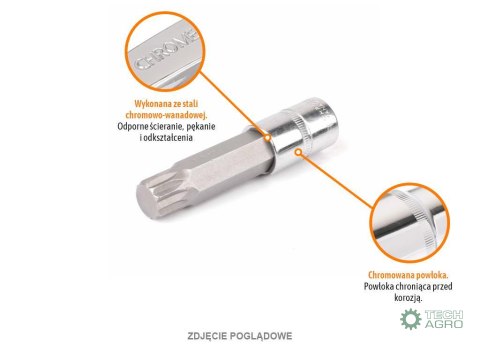 Klucz nasadowy 1/2" z bitem SPLINE 100 mm/M8 / TEGER Klucz nasadowy 1/2" z bitem SPLINE 100 mm/M8 / TEGER