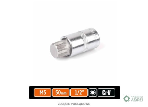 Klucz nasadowy 1/2" z bitem SPLINE 55 mm/M5 / TEGER Klucz nasadowy 1/2" z bitem SPLINE 55 mm/M5 / TEGER