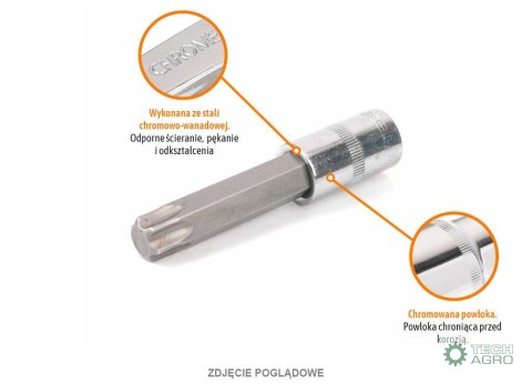 Klucz nasadowy 1/2" z bitem TORX 100 mm/T45 / TEGER Klucz nasadowy 1/2" z bitem TORX 100 mm/T45 / TEGER