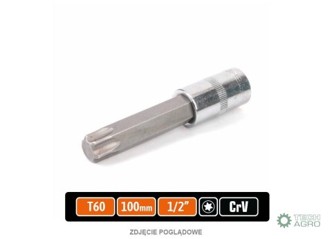 Klucz nasadowy 1/2" z bitem TORX 100 mm/T60 / TEGER Klucz nasadowy 1/2" z bitem TORX 100 mm/T60 / TEGER