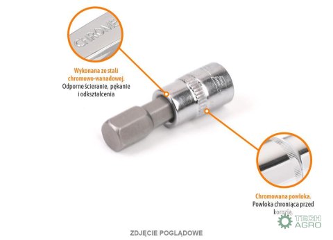 Klucz nasadowy 1/4" z bitem HEX 37 mm/H3 /TEGER Klucz nasadowy 1/4" z bitem HEX 37 mm/H3 /TEGER