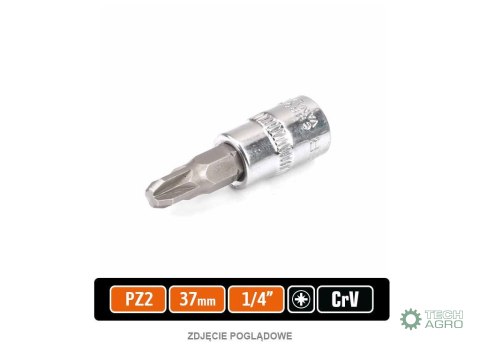 Klucz nasadowy 1/4" z bitem PZ 37 mm/PZ2 / TEGER Klucz nasadowy 1/4" z bitem PZ 37 mm/PZ2 / TEGER