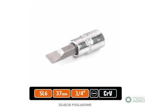 Klucz nasadowy 1/4" z bitem SL 37 mm/SL6 / TEGER Klucz nasadowy 1/4" z bitem SL 37 mm/SL6 / TEGER