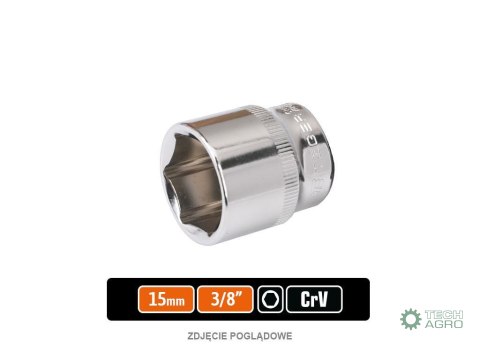 Klucz nasadowy 3/8" sześciokątny 15 mm / TEGER Klucz nasadowy 3/8" sześciokątny 15 mm / TEGER